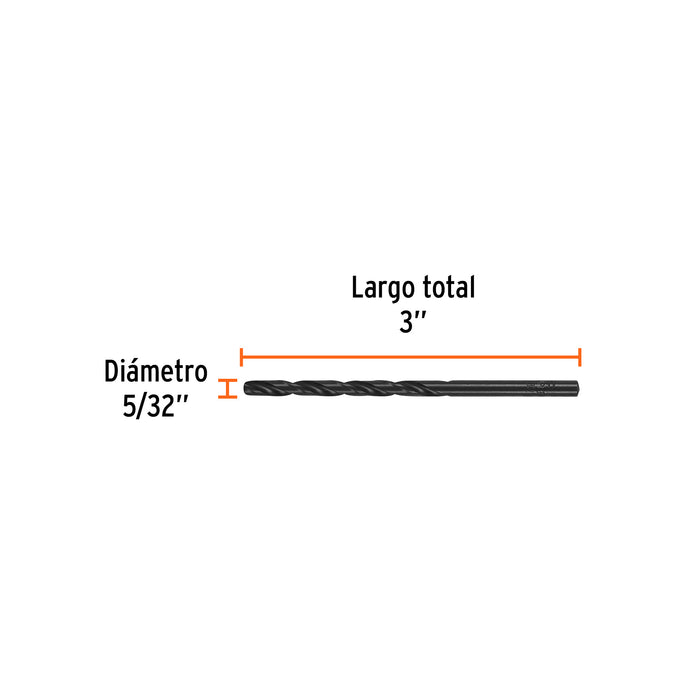 Broca HSS 5/32' Trublack para metal, Truper Código: 15084