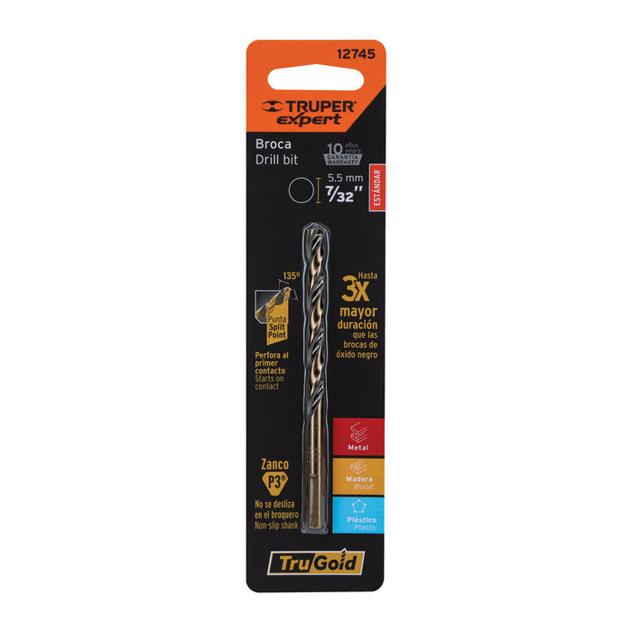 Broca HSS 7/32' Trugold para metal en blíster, Expert 12745
