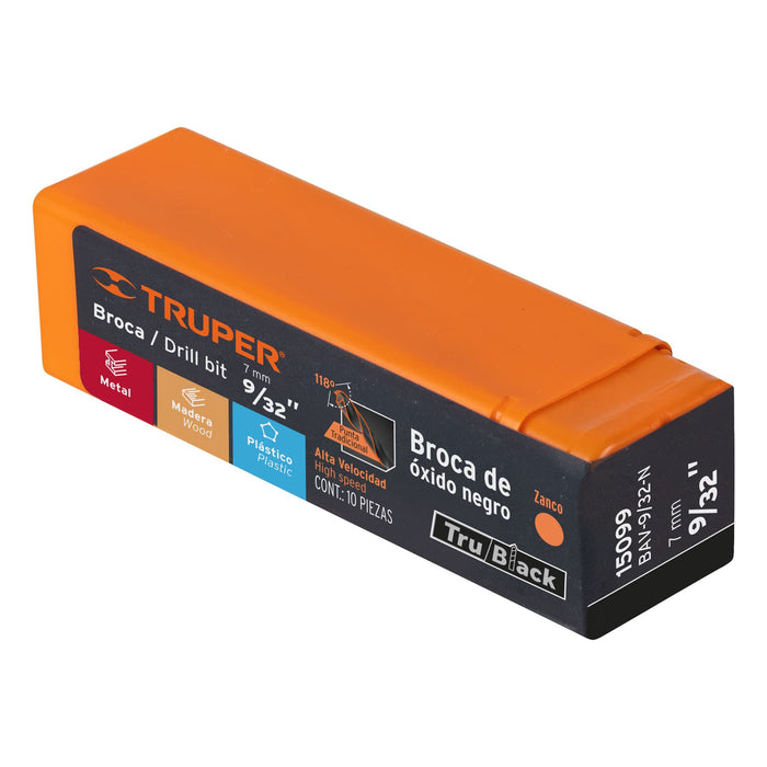 Broca HSS 9/32' Trublack para metal, Truper Código: 15099