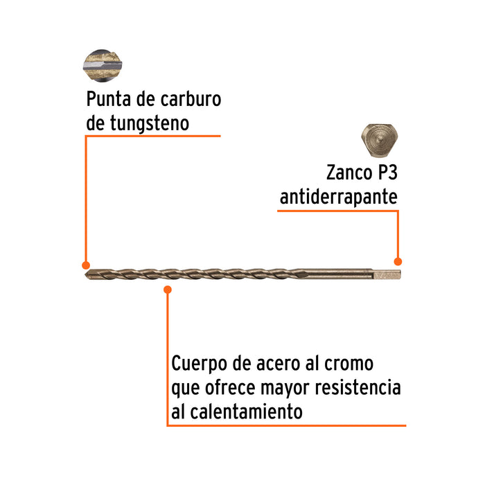 Broca para concreto de 1/2 x 12', Truper Código: 11233