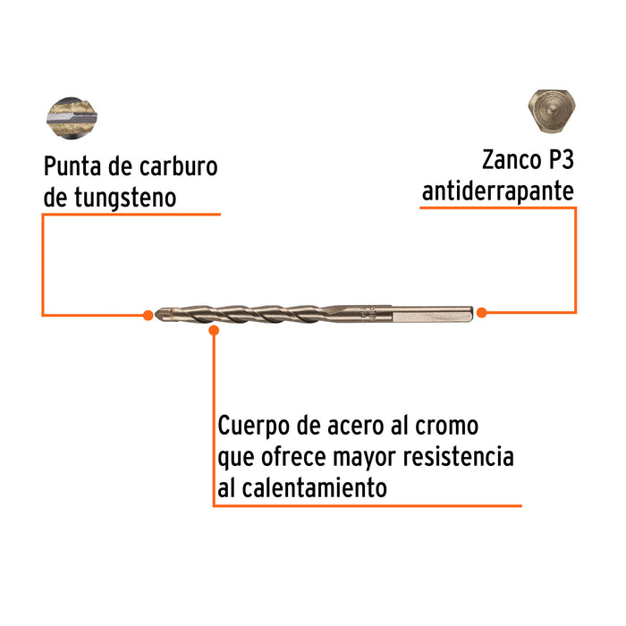 Broca para concreto de 1/4 x 4', Truper Código: 11203