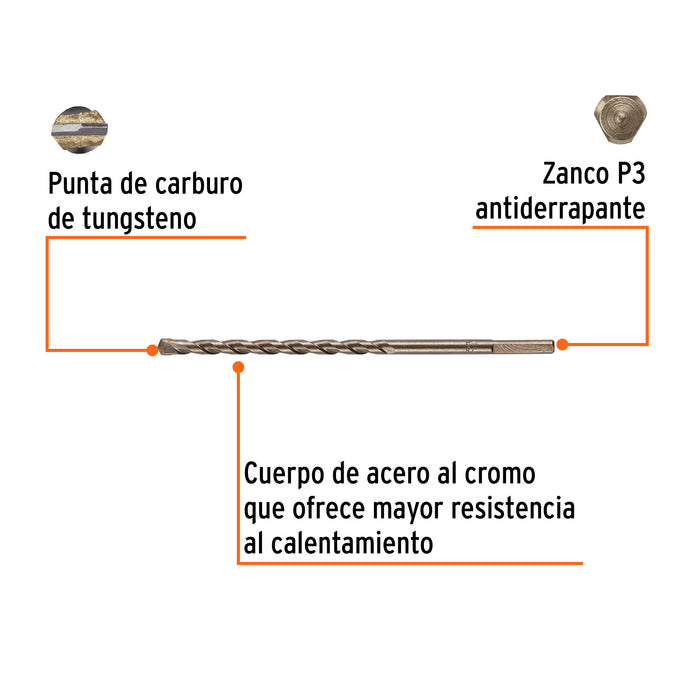 Broca para concreto de 1/4 x 6', Truper Código: 11206