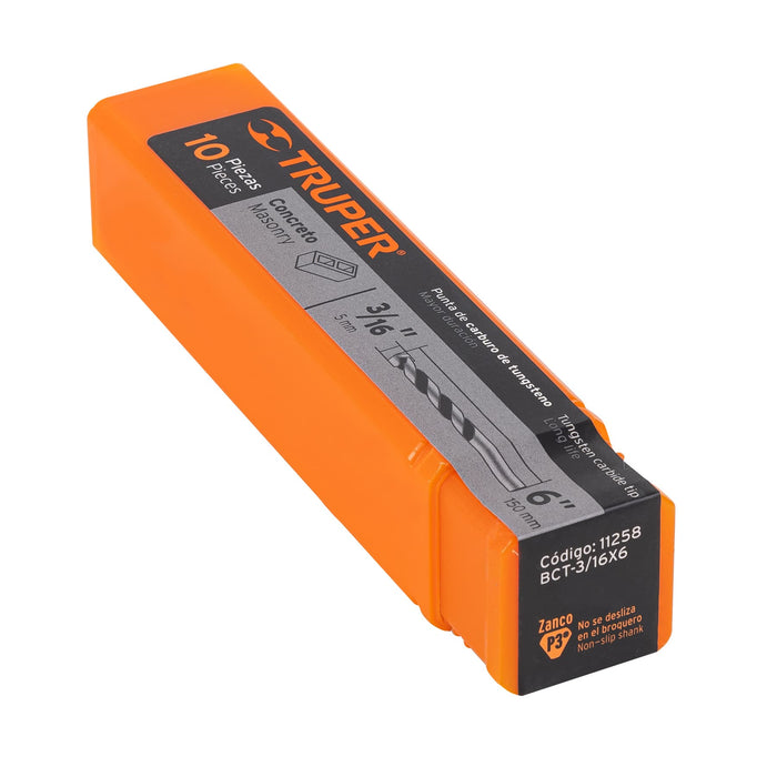 Broca para concreto de 3/16 x 6', Truper Código: 11258