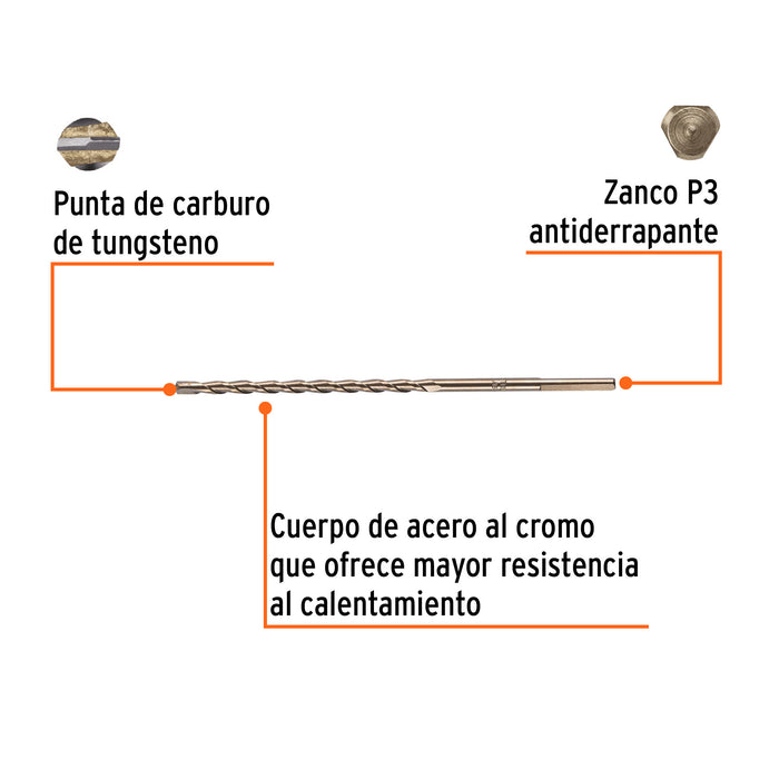 Broca para concreto de 3/16 x 6', Truper Código: 11258