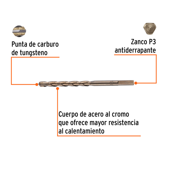 Broca para concreto de 3/8 x 6', Truper Código: 11224