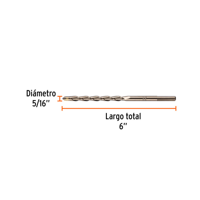 Broca para concreto de 3/16 x 6' en blíster, Truper Código: 12753