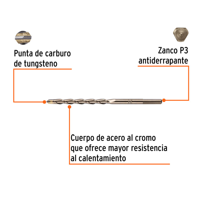 Broca para concreto de 5/16 x 6', Truper Código: 11215