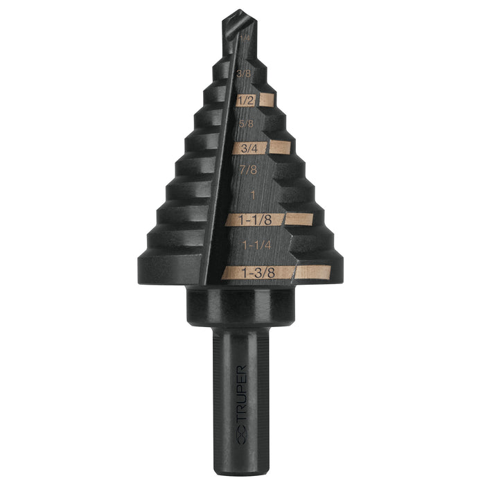 Broca escalonada óxido negro 10escalones 1/4 a 1-3/8',Truper 12126 BES-10