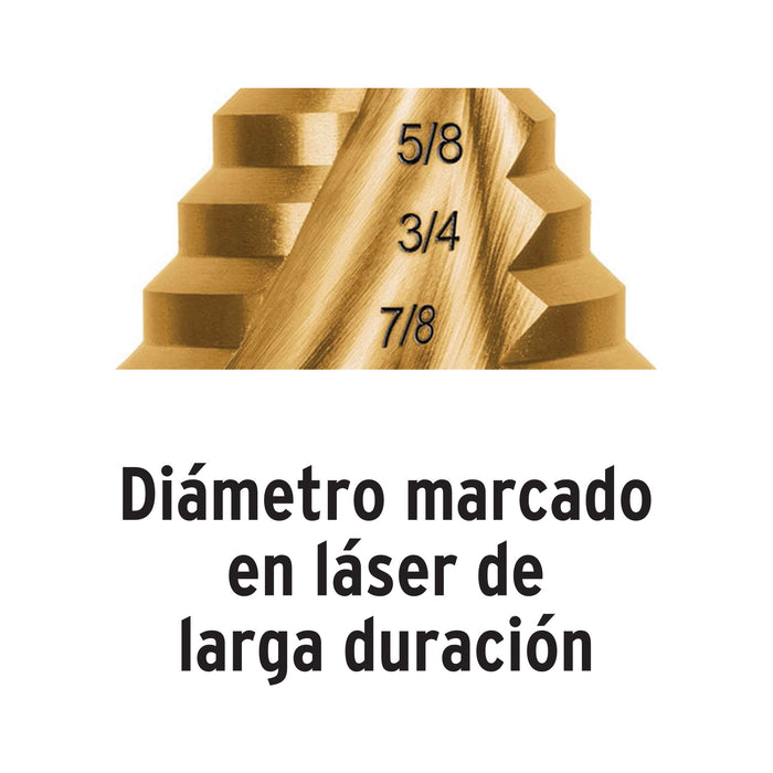 Broca escalonada titanio 12 escalones 3/16' a 7/8', Expert 101553 BES-12X