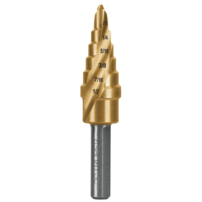Broca escalonada óxido negro 6 escalones 3/16' a 1/2',Truper 12120 BES-6