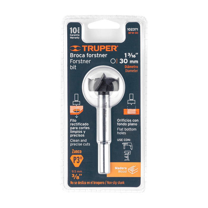 Broca forstner 30 mm para madera, Truper 102371 BFM-30