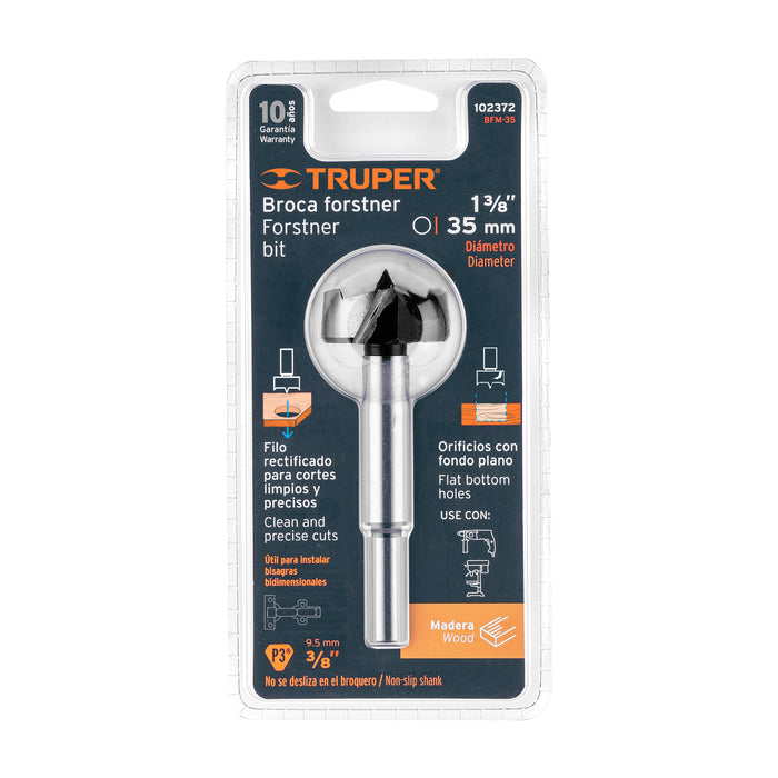 Broca forstner 35 mm para madera, Truper 102372 BFM-35
