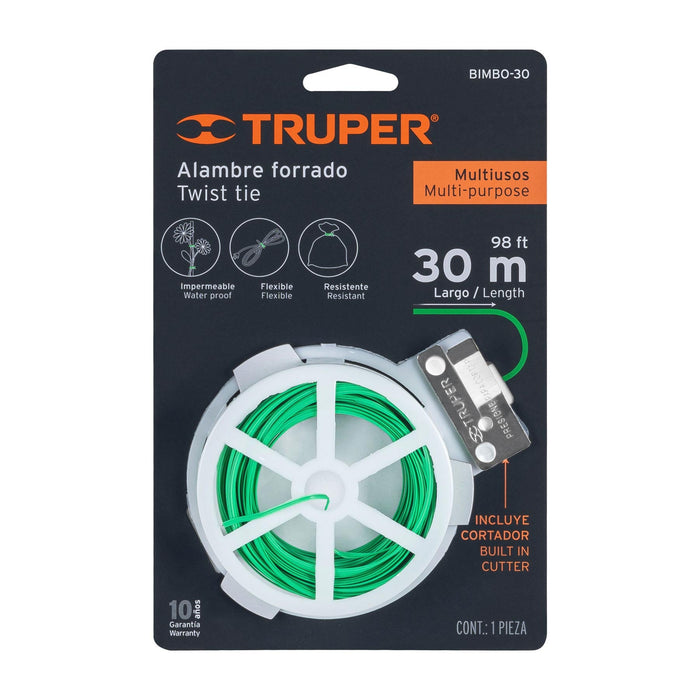 Carrete con 30 m de alambre forrado multiusos, Truper 12322 BIMBO-30