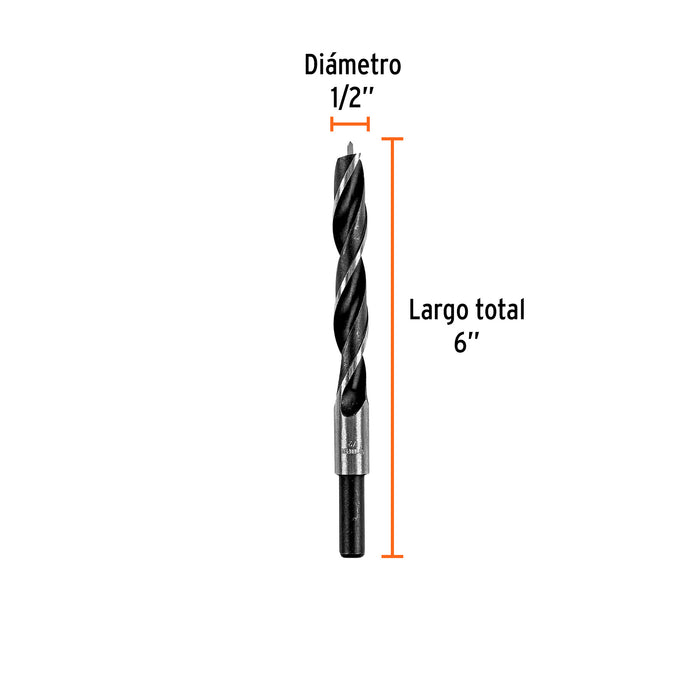 Broca con punta centradora para madera 1/2', Truper Código: 101696