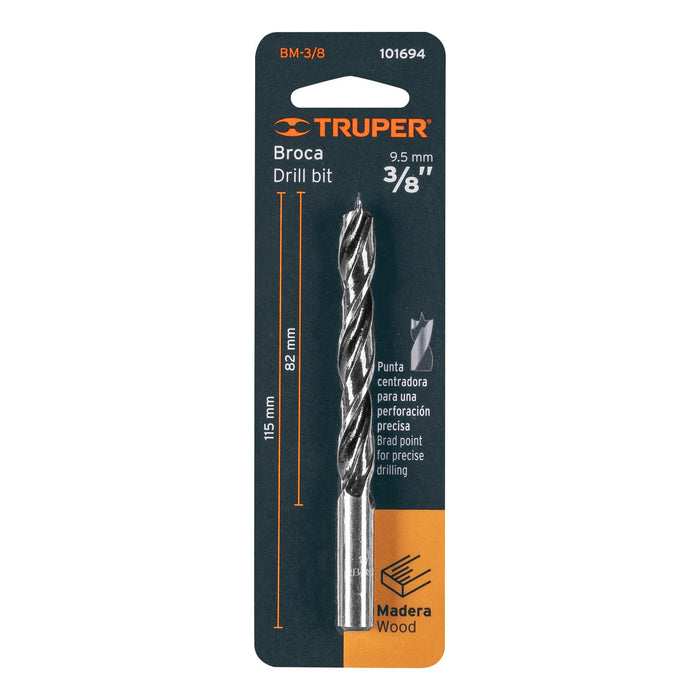 Broca con punta centradora para madera 3/8', Truper Código: 101694