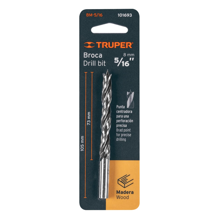 Broca con punta centradora para madera 5/16', Truper Código: 101693
