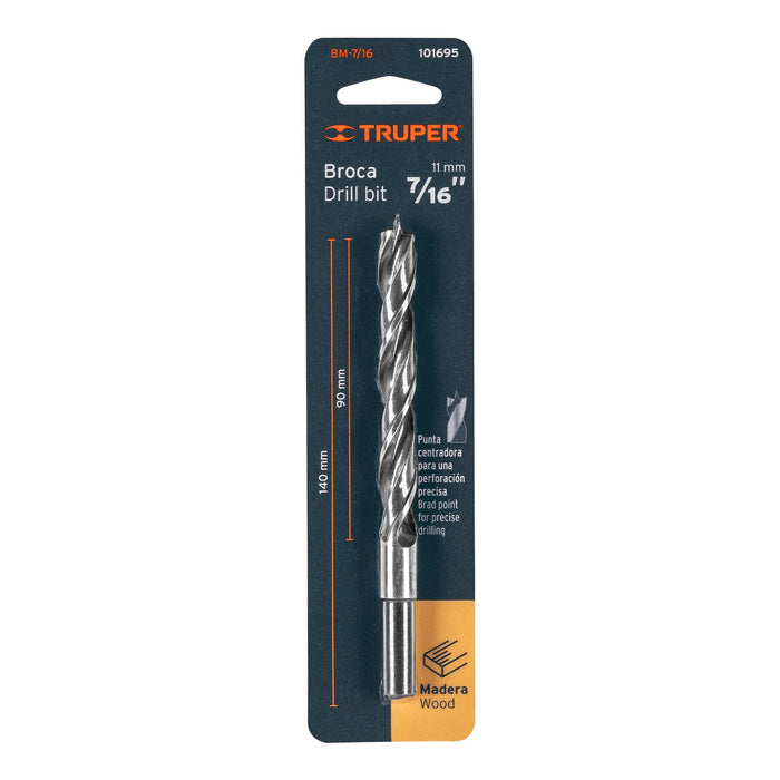 Broca con punta centradora para madera 7/16', Truper Código: 101695