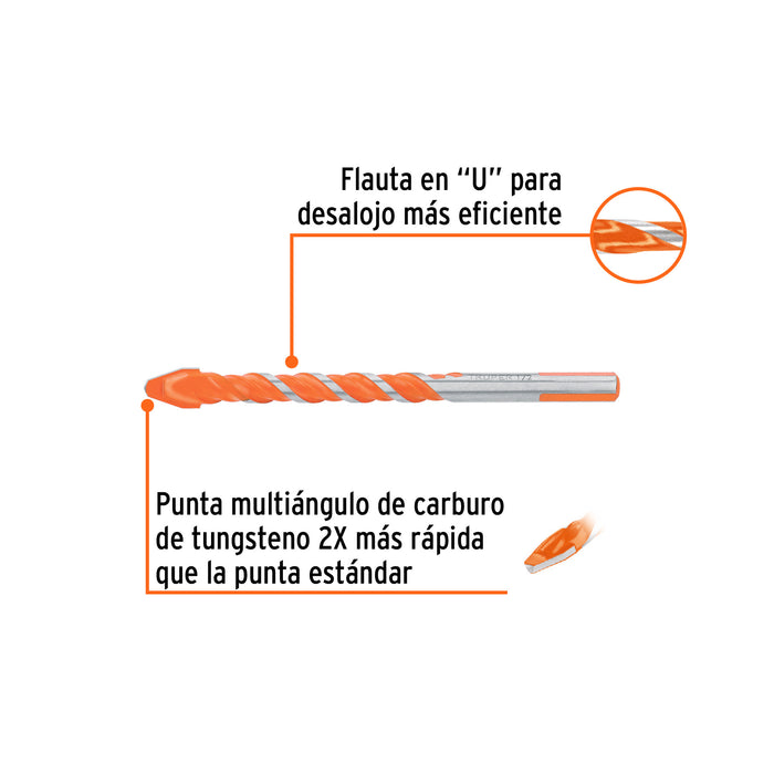 Broca multimaterial 1/2 x 6', Truper Código: 101809
