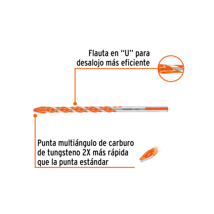 Broca multimaterial 5/16 x 6', Truper Código: 101807