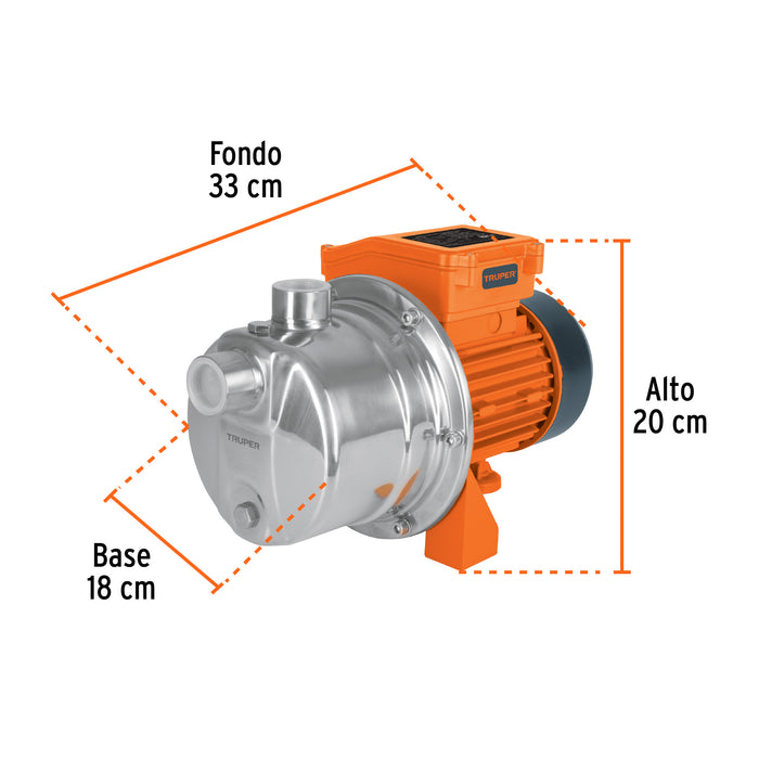 Bomba eléctrica tipo jet para agua, acero inoxidable, 1/2 HP Código: 13555