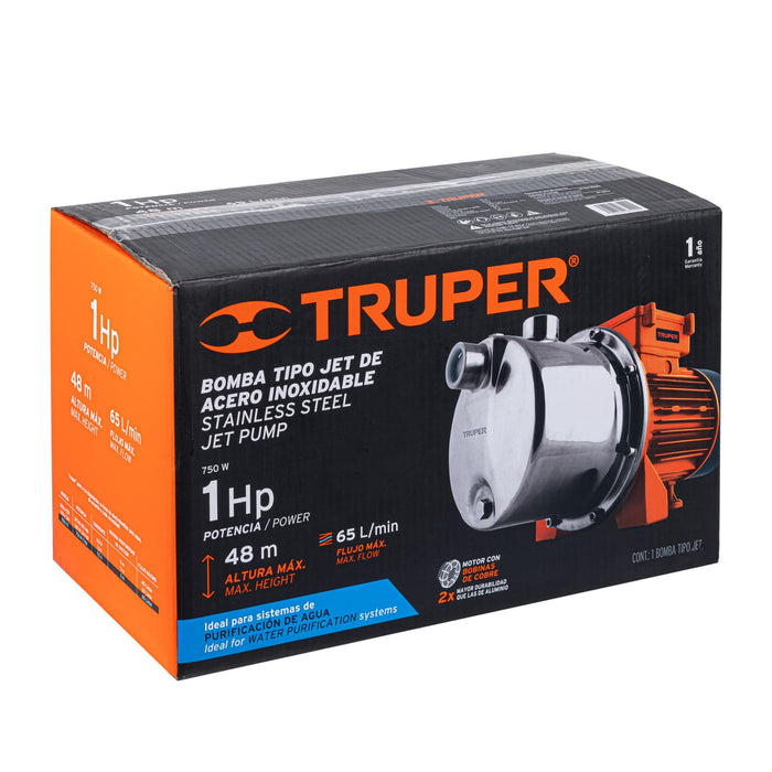 Bomba eléctrica tipo jet para agua, acero inoxidable, 1 HP 13559 BOAJ-1I