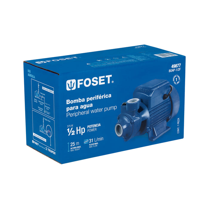 Bomba periférica 1/2 HP, altura máxima 25 m, Foset 49877  BOAP-1/2F