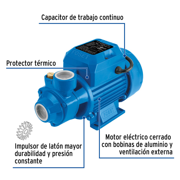 Bomba periférica 1/2 HP, altura máxima 25 m, Foset 49877  BOAP-1/2F