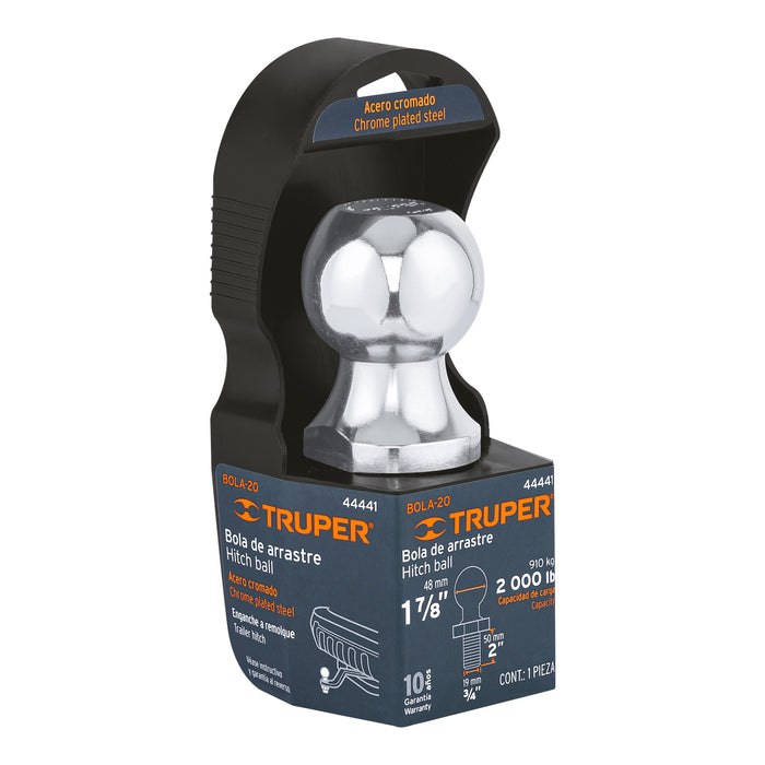 Bola de arrastre para remolque, 1-7/8', 2000 lb, Truper 44441 BOLA-20