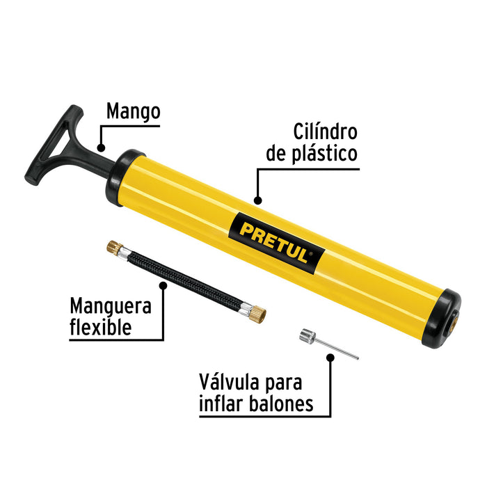 Mini bomba manual para inflar balones, 14.5 PSI, Pretul 21695 BOM-BAP