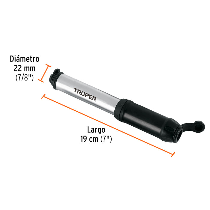 Mini bomba manual para bicicleta, abatible, 75 PSI, Truper 11997 BOM-MI-X