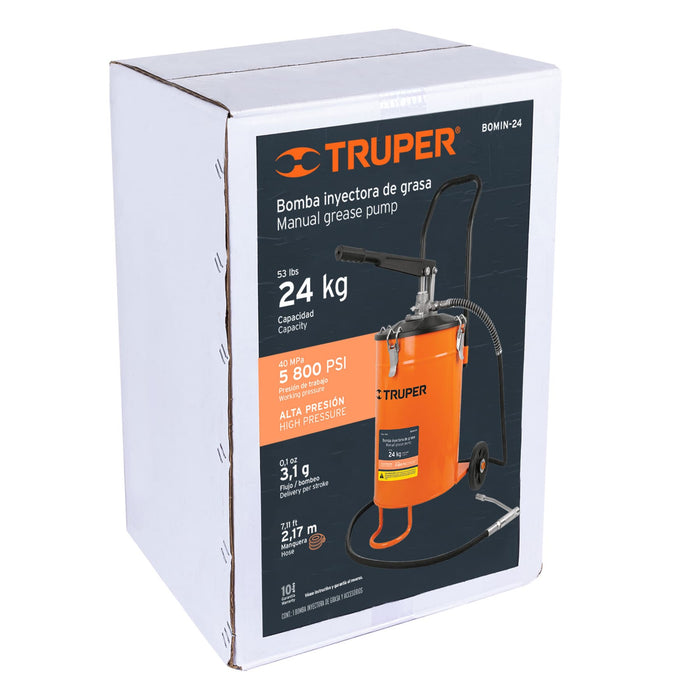 Bomba inyectora de grasa, 24 kg, Truper 16850 BOMIN-24