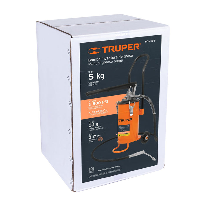 Bomba inyectora de grasa, 5 kg, Truper 16866 BOMIN-5