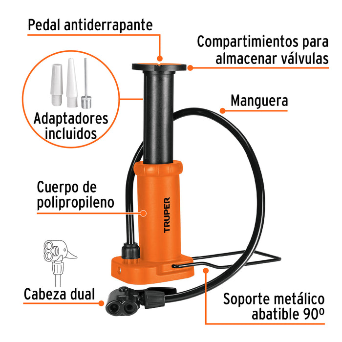 Bomba de pedal 60 PSI, Truper 101667 BOPE-60