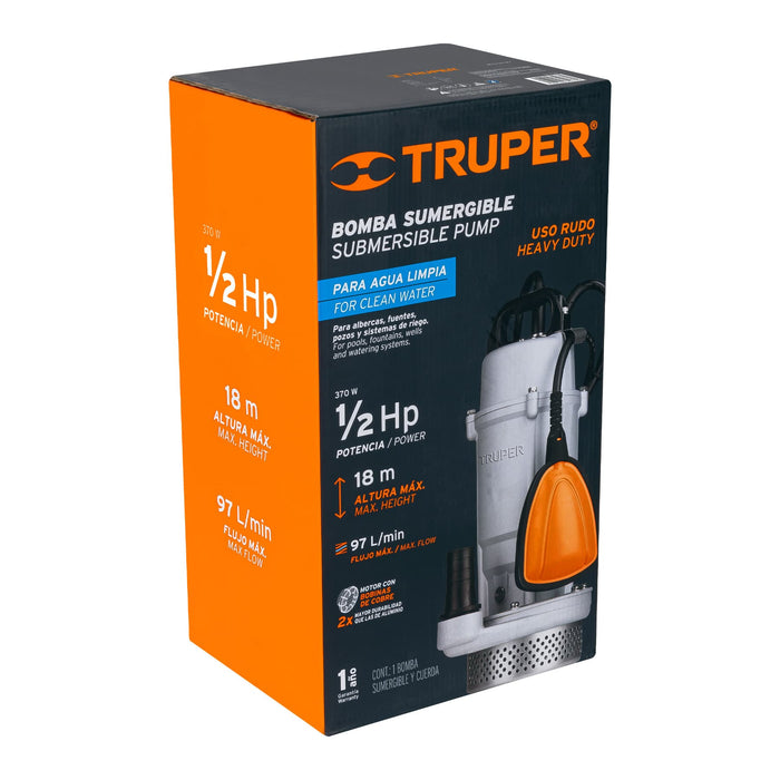Bomba sumergible metálica para agua limpia uso rudo 1/2 HP Código: 15001
