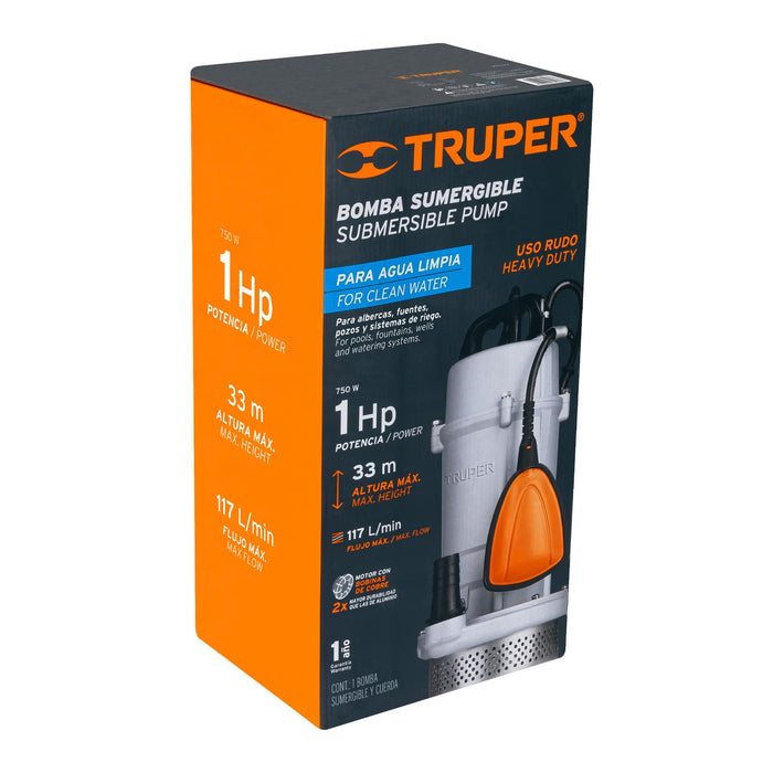 Bomba sumergible metálica para agua limpia uso rudo 1 HP 15003 BOS-1LPX