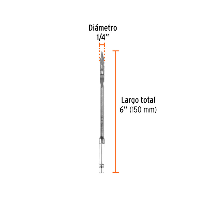 Broca plana de manita 1/4' para madera, Truper Código: 11360