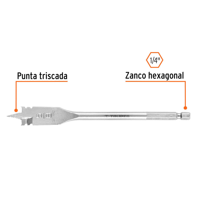 Broca plana de manita 5/8' para madera, Truper Código: 11375