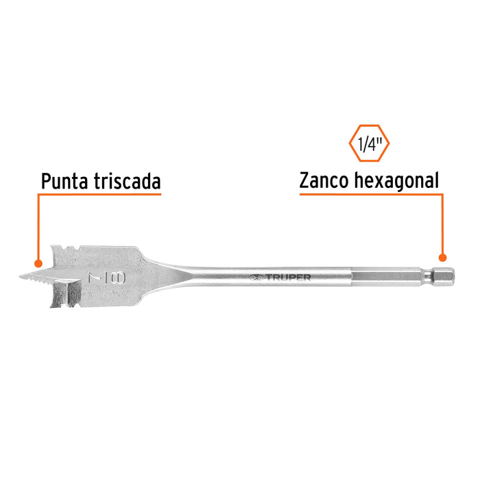 Broca plana de manita 7/8' para madera, Truper Código: 11381