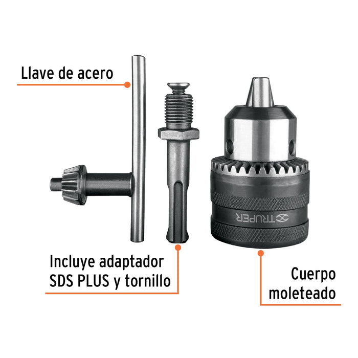 Broquero con llave, 1/2' con adaptador SDS Plus, Truper Código: 102475