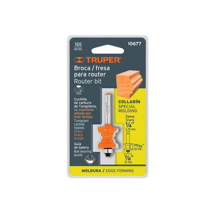 Broca para router, collarin, 7/8' con balero, Truper Código: 10677