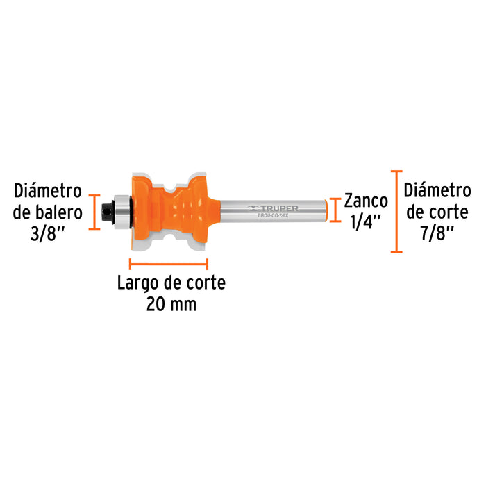 Broca para router, collarin, 7/8' con balero, Truper Código: 10677