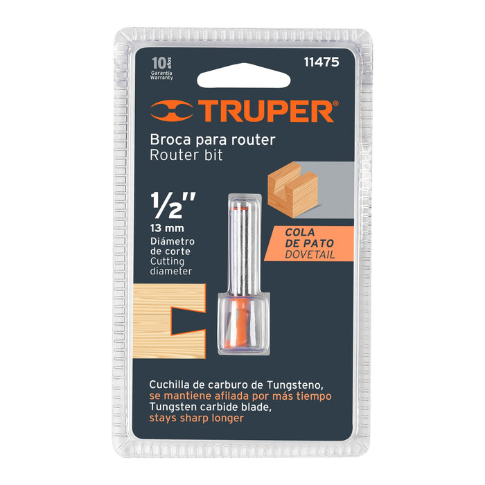 Broca para router, cola de pato, 1/2', Truper Código: 11475