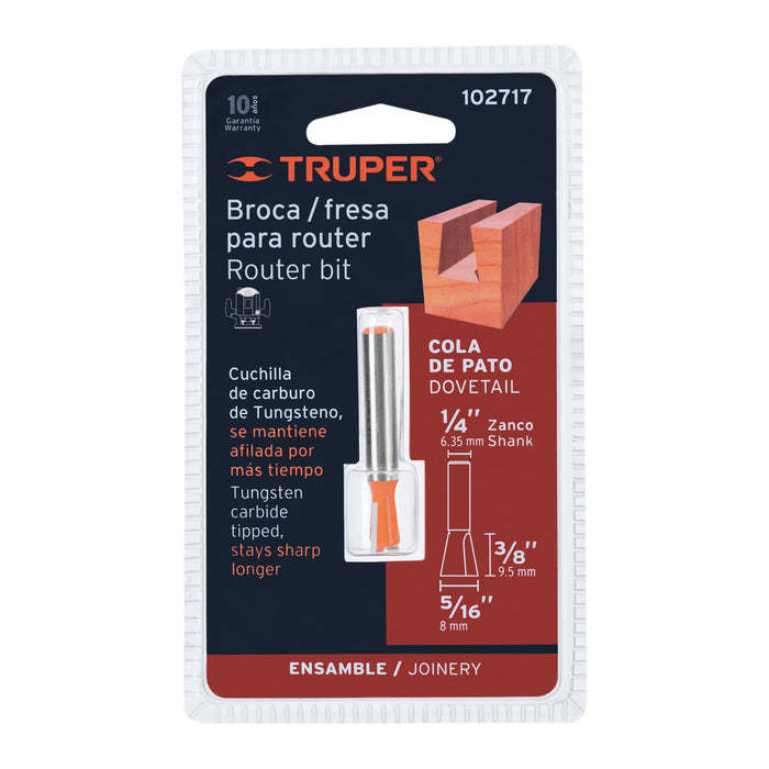 Broca para router, cola de pato, 5/16', Truper Código: 102717