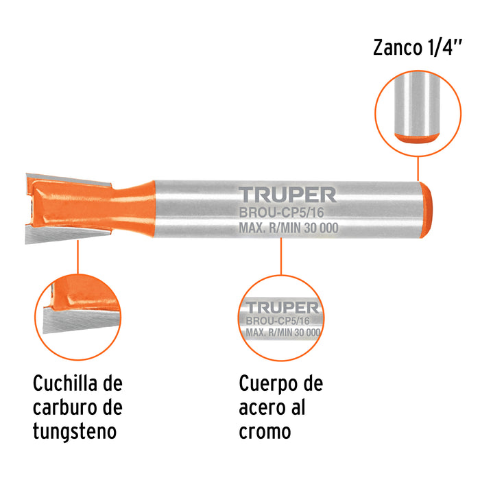 Broca para router, cola de pato, 5/16', Truper Código: 102717