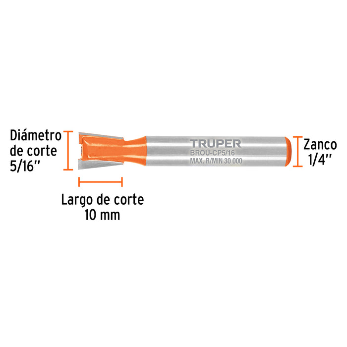 Broca para router, cola de pato, 5/16', Truper Código: 102717