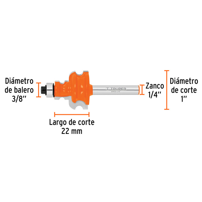Broca router, jovel, 1', con balero, Truper 10674 BROU-J1X