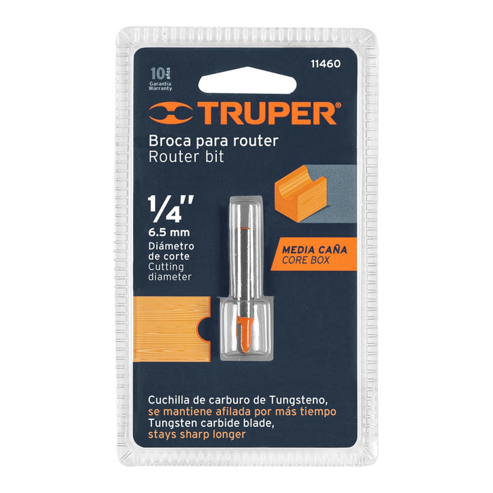 Broca para router, media caña, 1/4', Truper Código: 11460