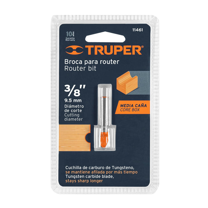 Broca para router, media caña, 3/8', Truper Código: 11461