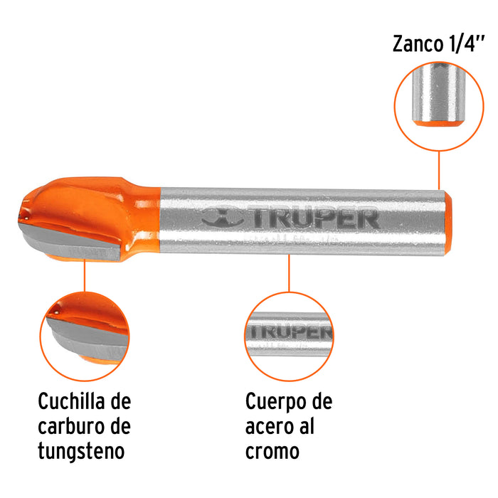 Broca para router, media caña, 3/8', Truper Código: 11461