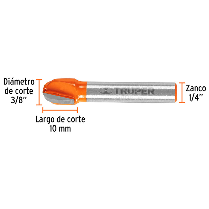Broca para router, media caña, 3/8', Truper Código: 11461